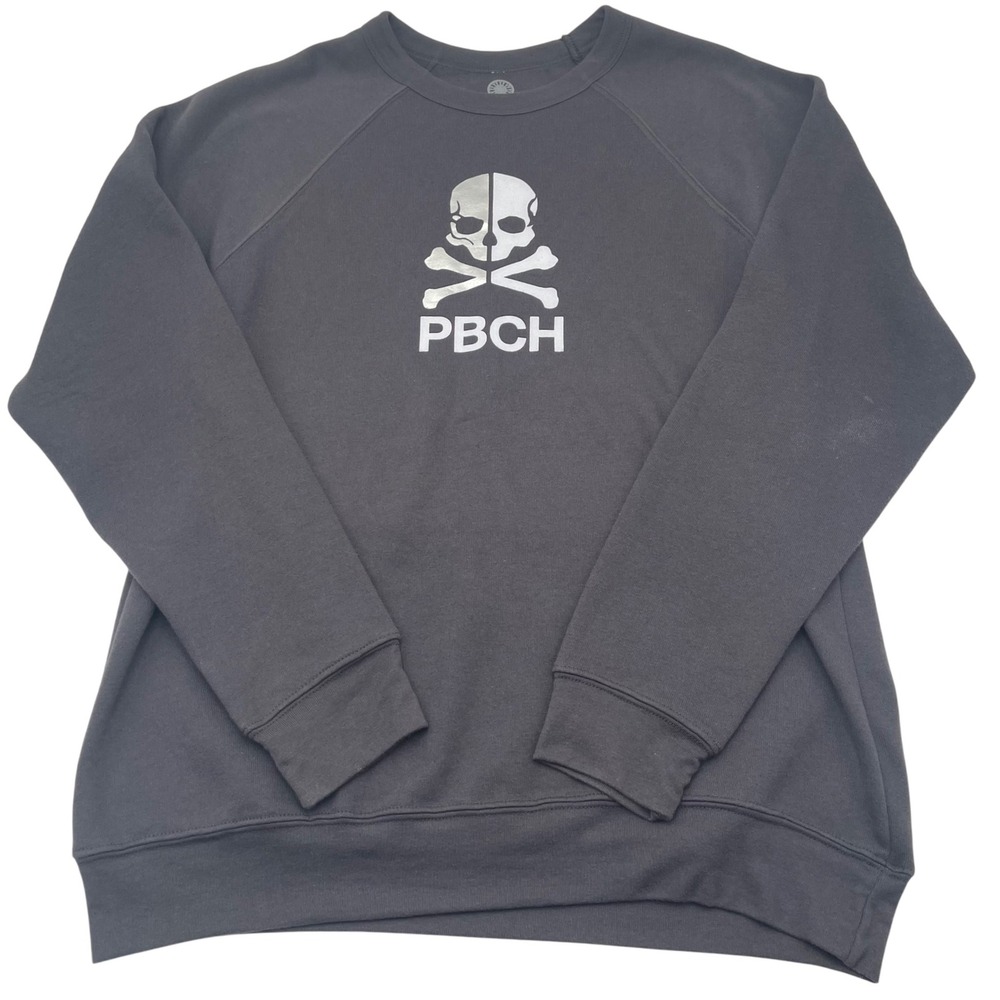 Soulcycle PBCH Skull Crossbones Raglan Sleeve Crewneck‎ Sweatshirt Large Mens